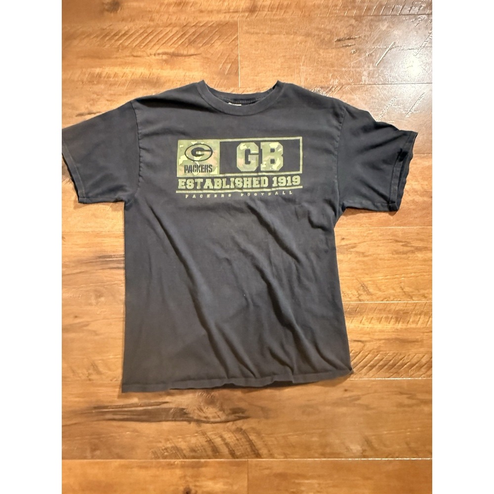 Green Bay Packers NFL Team Apparel Boys Large Black Good Camo Graphic T-Shirt
